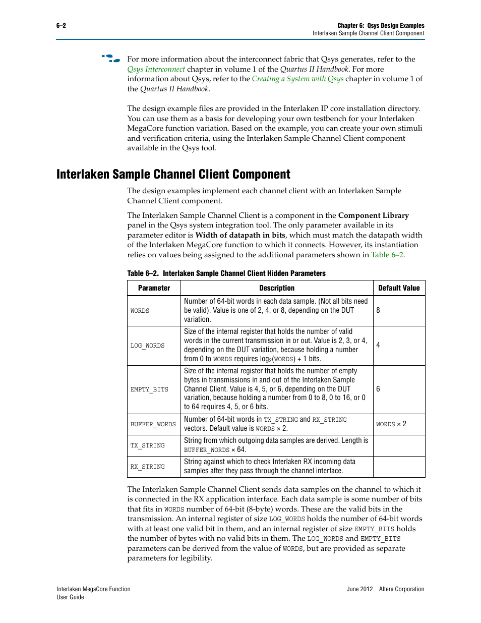 Interlaken sample channel client component, Interlaken sample channel client component –2 | Altera Interlaken MegaCore Function User Manual | Page 64 / 90