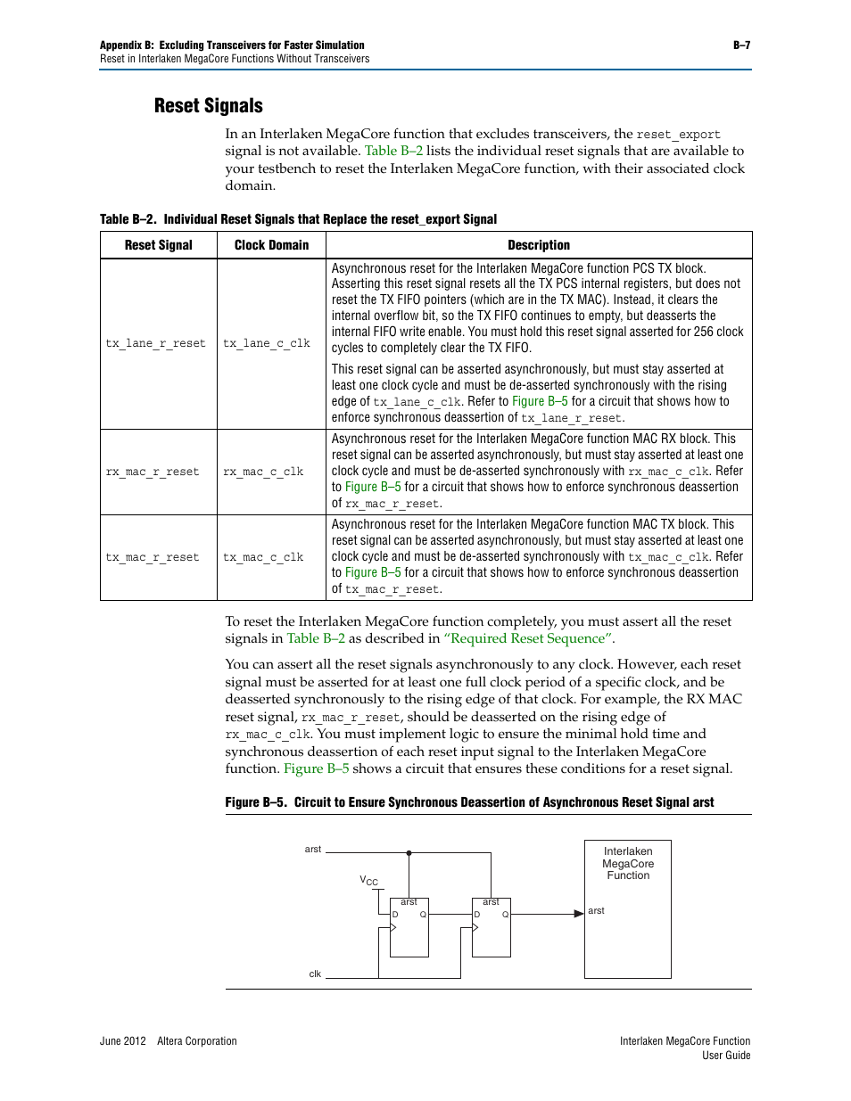 Reset signals, Nction | Altera Interlaken MegaCore Function User Manual | Page 79 / 90