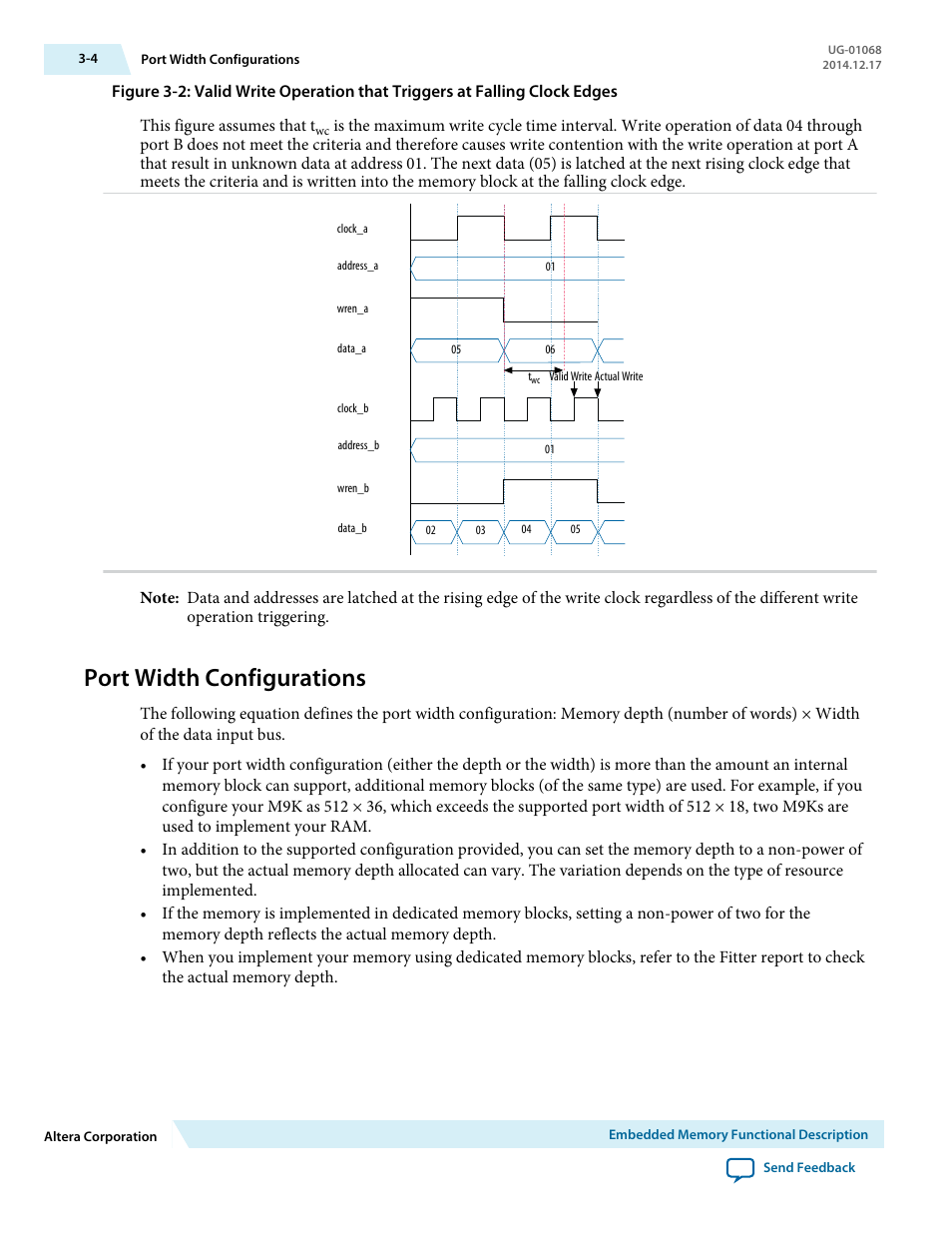 Port width configurations, Port width configurations -4 | Altera Internal Memory (RAM and ROM) IP Core User Manual | Page 14 / 57