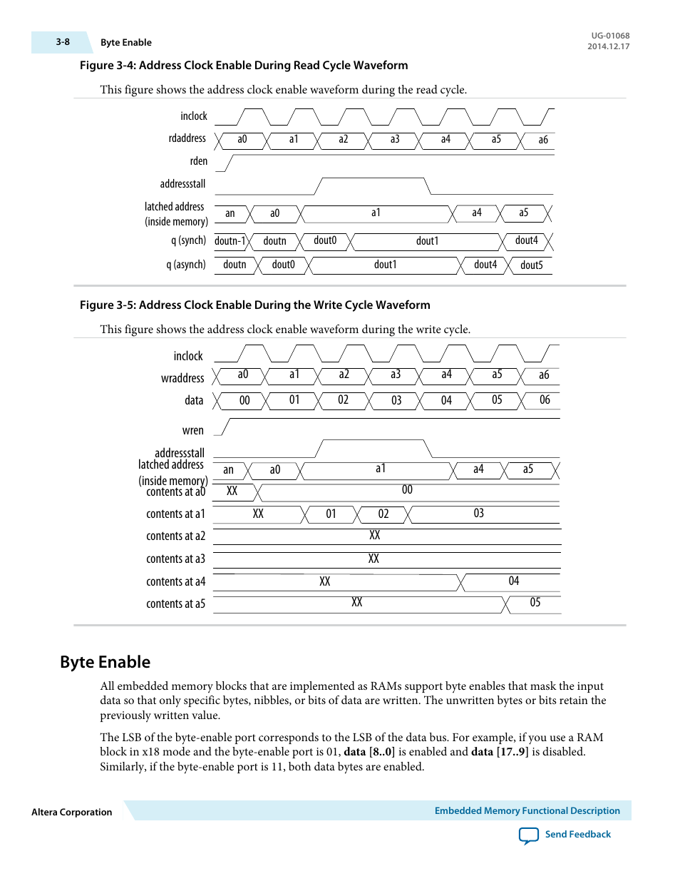 Byte enable, Byte enable -8 | Altera Internal Memory (RAM and ROM) IP Core User Manual | Page 18 / 57