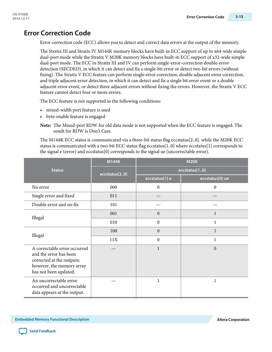 Error correction code, Error correction code -15 | Altera Internal Memory (RAM and ROM) IP Core User Manual | Page 25 / 57