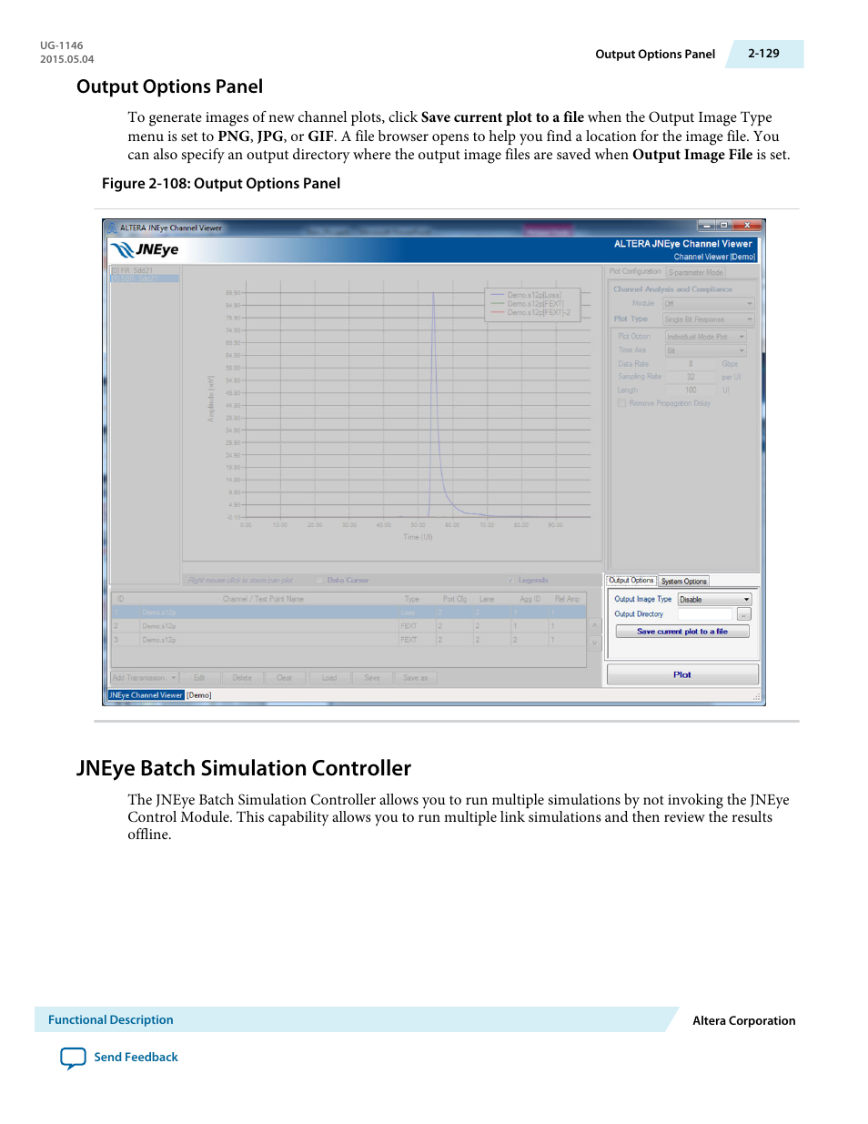 Output options panel, Jneye batch simulation controller, Output options panel -129 | Jneye batch simulation controller -129 | Altera JNEye User Manual | Page 135 / 194