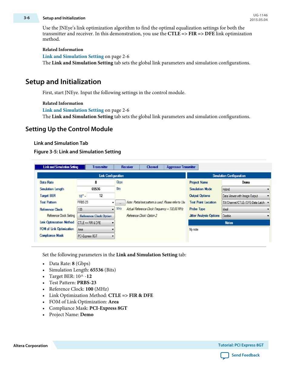 Setup and initialization, Setting up the control module, Setup and initialization -6 | Setting up the control module -6 | Altera JNEye User Manual | Page 157 / 194