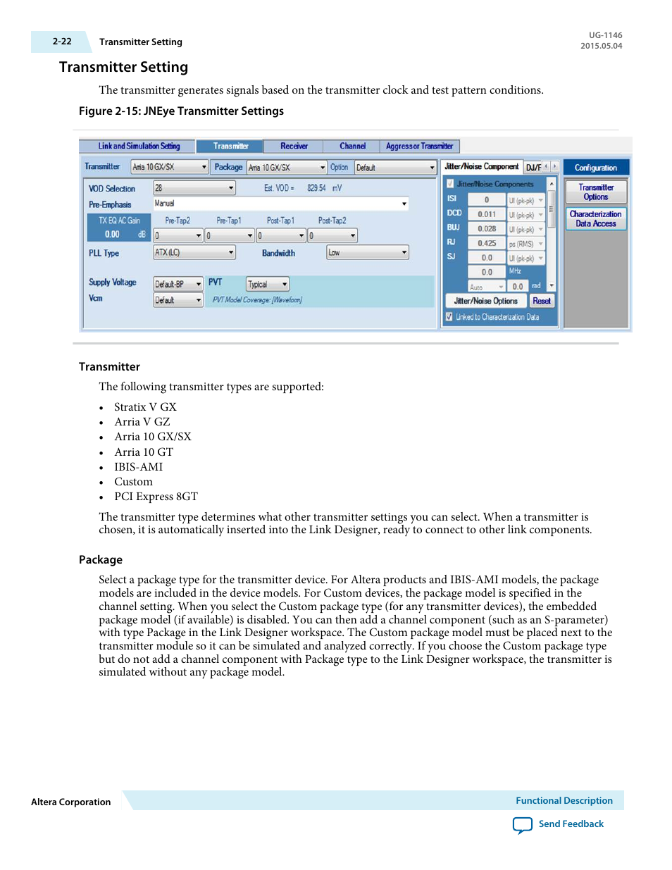 Transmitter setting, Transmitter setting -22 | Altera JNEye User Manual | Page 28 / 194