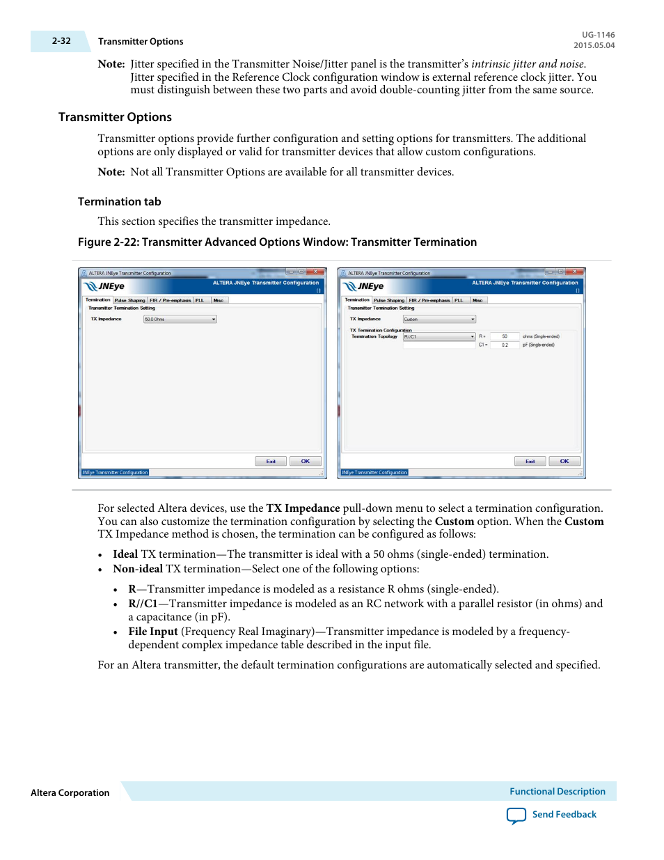Transmitter options | Altera JNEye User Manual | Page 38 / 194
