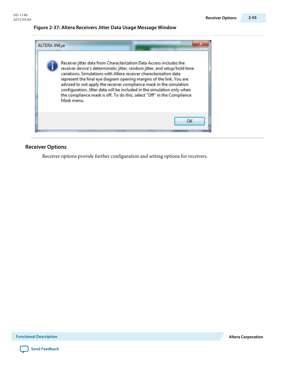 Receiver options | Altera JNEye User Manual | Page 61 / 194