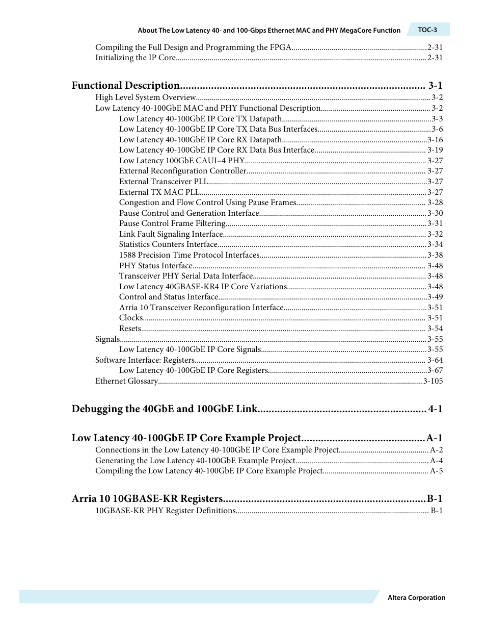 Functional description -1 | Altera Low Latency 40-Gbps Ethernet MAC and PHY MegaCore Function User Manual | Page 3 / 196