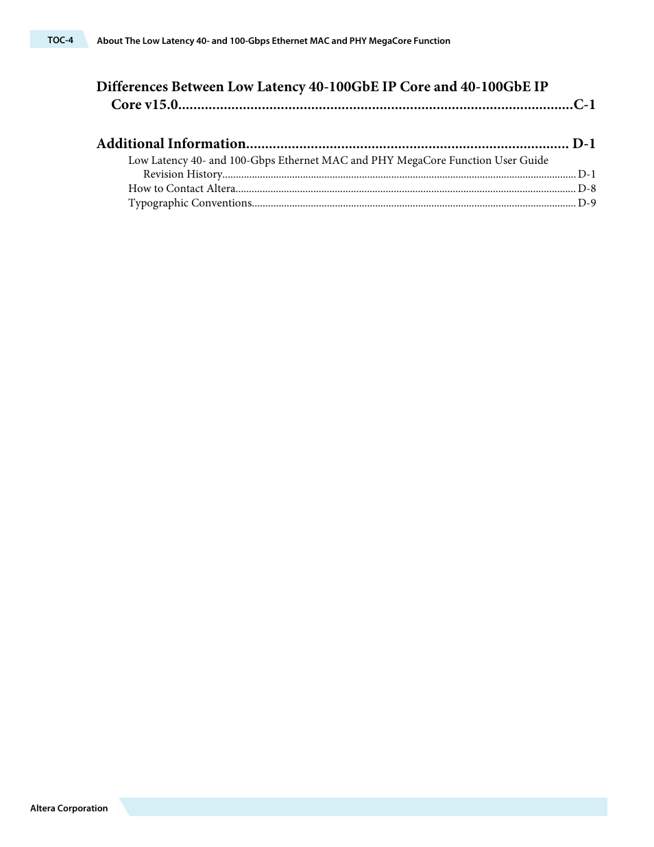 Altera Low Latency 40-Gbps Ethernet MAC and PHY MegaCore Function User Manual | Page 4 / 196