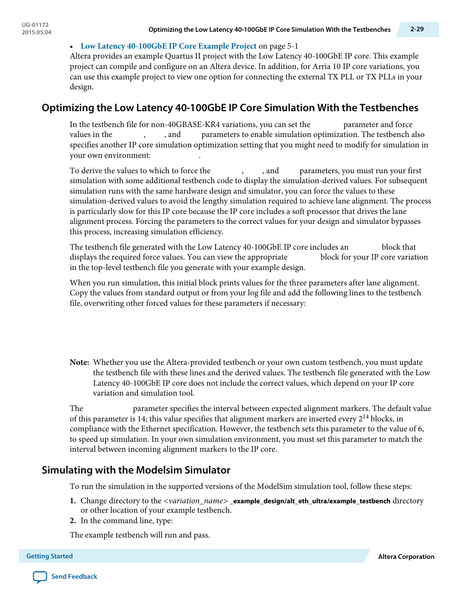Simulating with the modelsim simulator, Simulating with the modelsim simulator -29 | Altera Low Latency 40-Gbps Ethernet MAC and PHY MegaCore Function User Manual | Page 43 / 196
