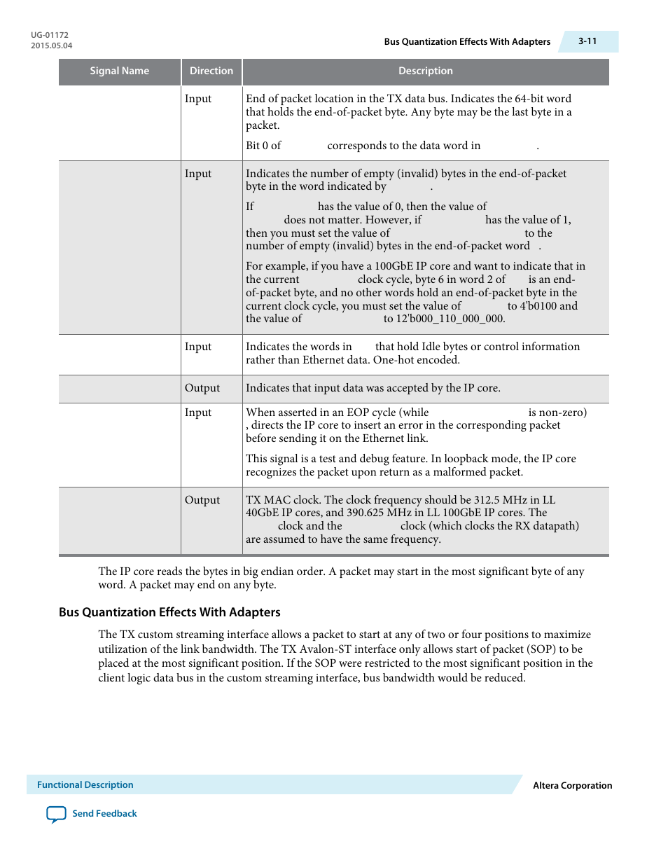 Bus quantization effects with adapters | Altera Low Latency 40-Gbps Ethernet MAC and PHY MegaCore Function User Manual | Page 56 / 196