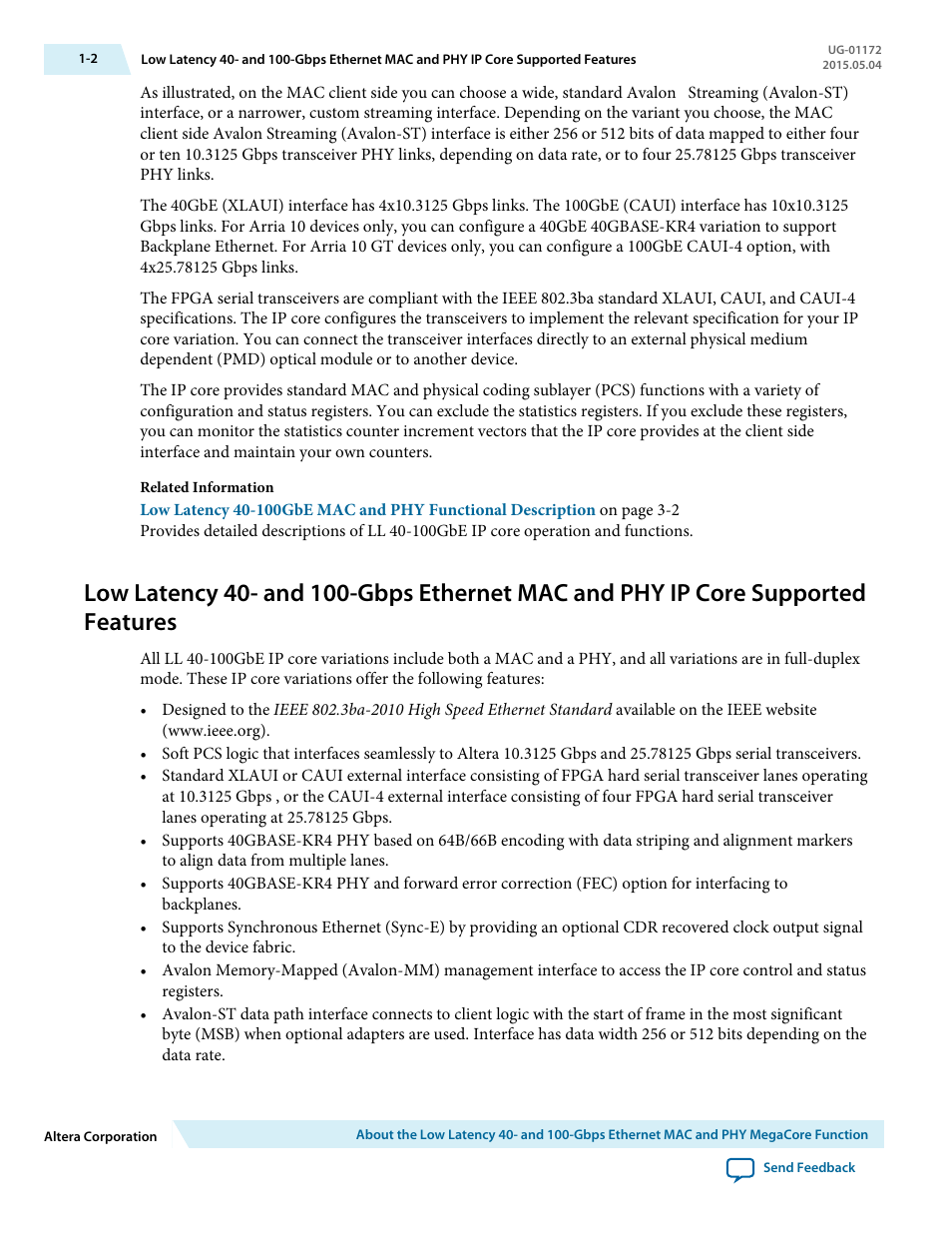 Altera Low Latency 40-Gbps Ethernet MAC and PHY MegaCore Function User Manual | Page 6 / 196