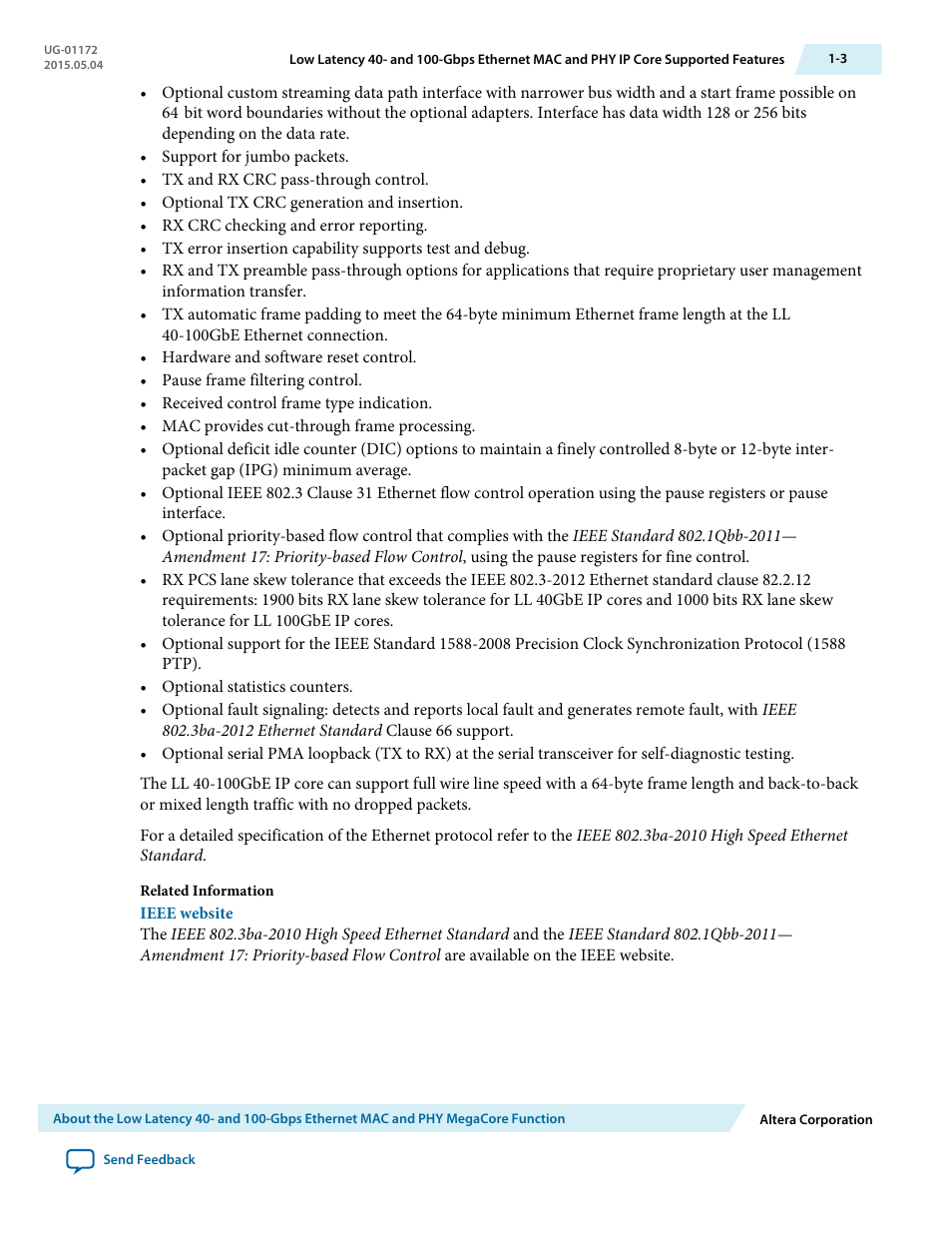 Altera Low Latency 40-Gbps Ethernet MAC and PHY MegaCore Function User Manual | Page 7 / 196