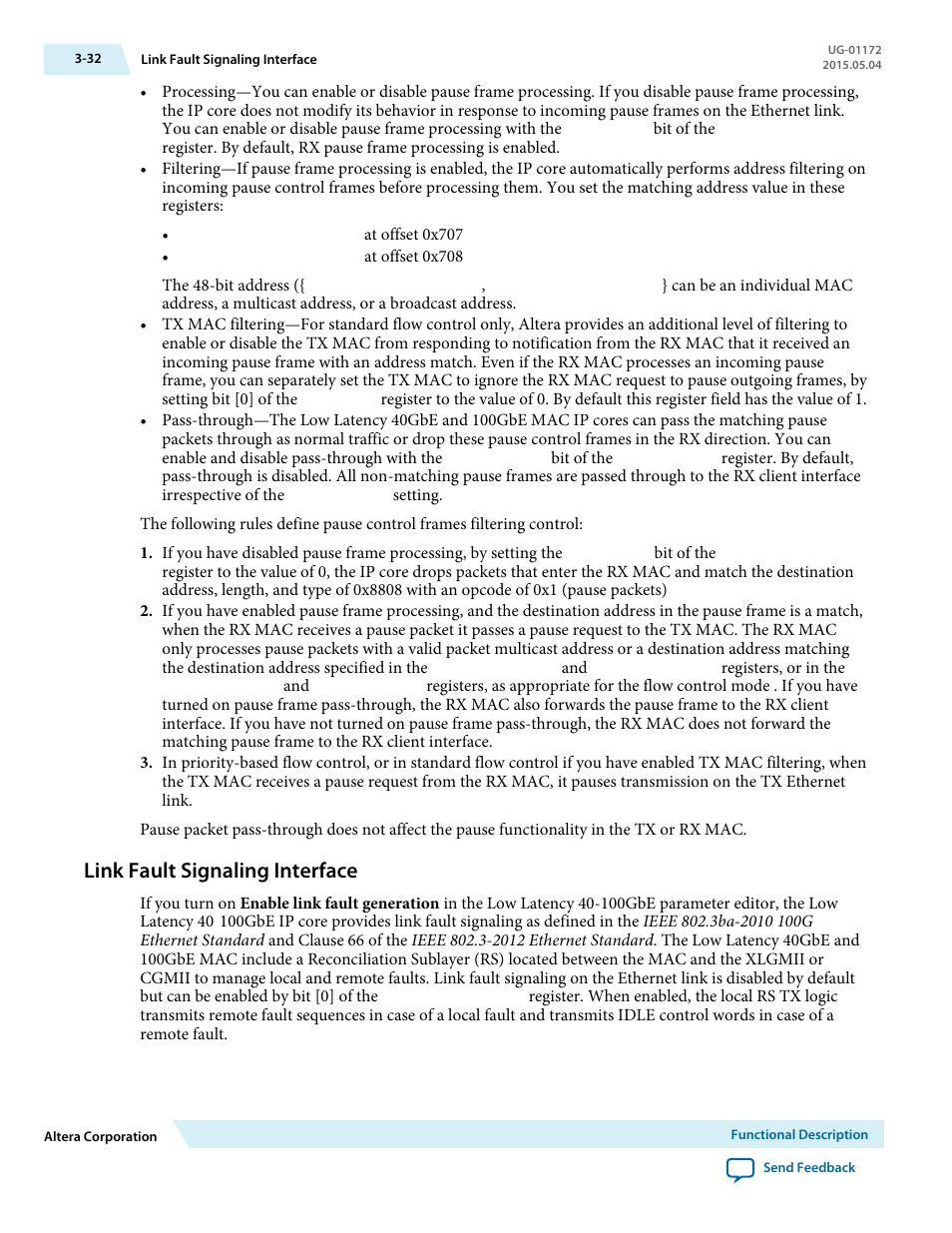 Link fault signaling interface, Link fault signaling interface -32 | Altera Low Latency 40-Gbps Ethernet MAC and PHY MegaCore Function User Manual | Page 77 / 196
