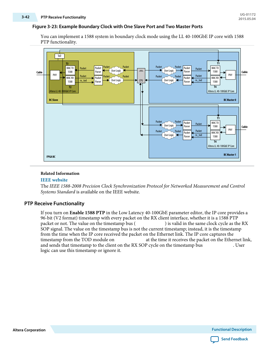 Ptp receive functionality, User logic can use this timestamp or ignore it | Altera Low Latency 40-Gbps Ethernet MAC and PHY MegaCore Function User Manual | Page 87 / 196