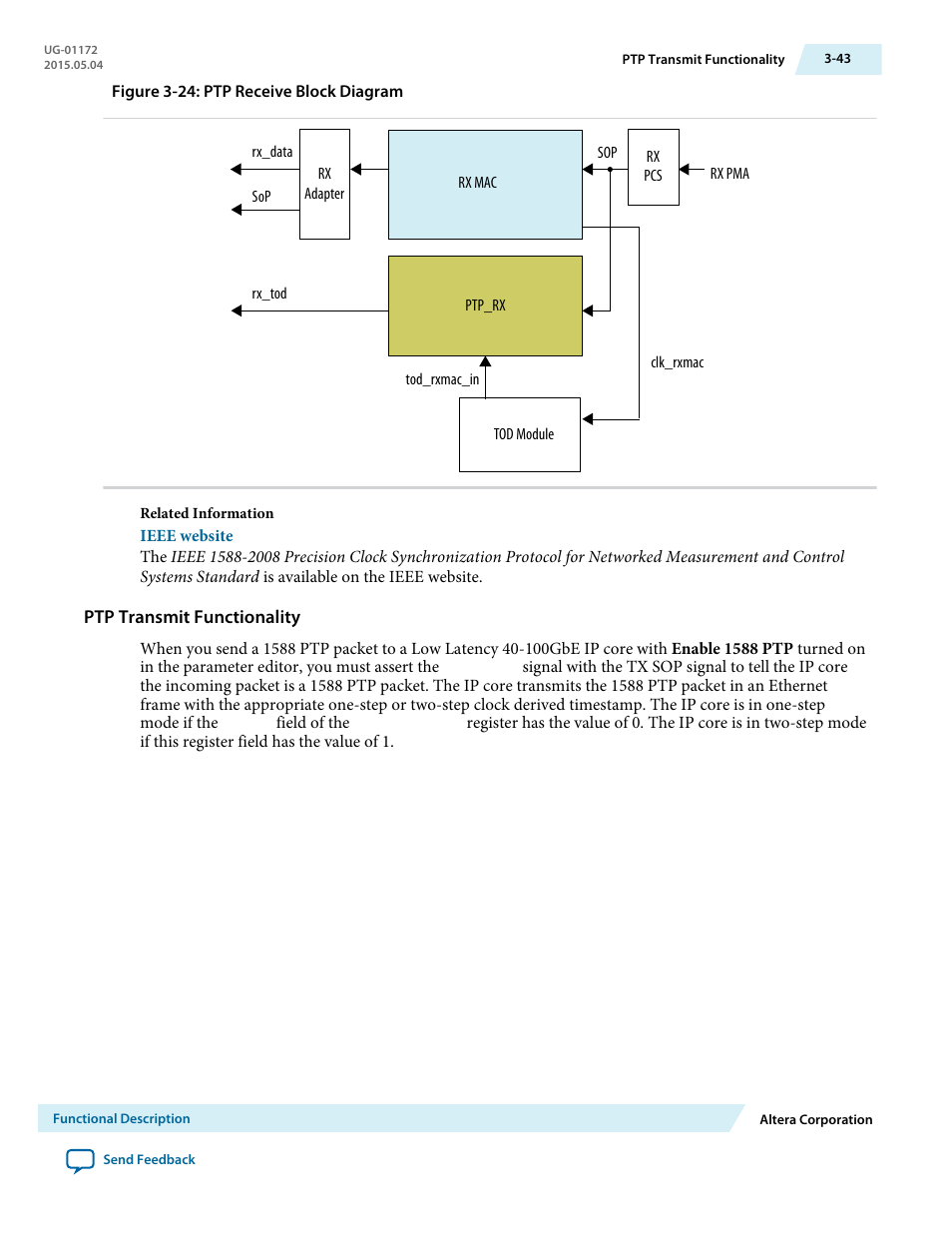 Ptp transmit functionality | Altera Low Latency 40-Gbps Ethernet MAC and PHY MegaCore Function User Manual | Page 88 / 196
