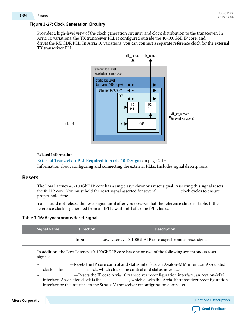 Resets, Resets -54 | Altera Low Latency 40-Gbps Ethernet MAC and PHY MegaCore Function User Manual | Page 99 / 196