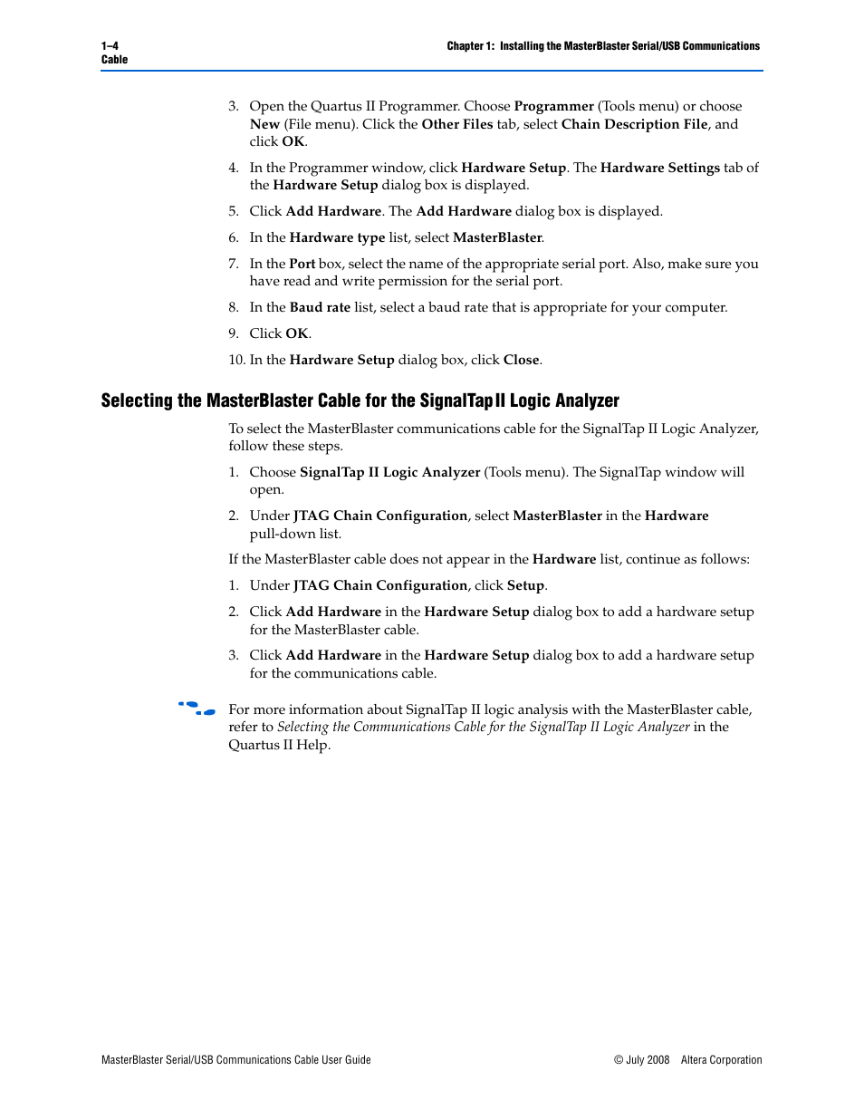 Ii logic analyzer | Altera MasterBlaster Serial/USB User Manual | Page 12 / 22