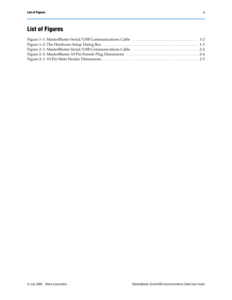 List of figures | Altera MasterBlaster Serial/USB User Manual | Page 5 / 22
