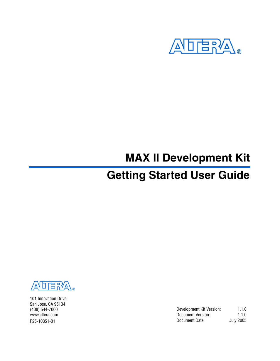 Altera MAX II User Manual | 38 pages