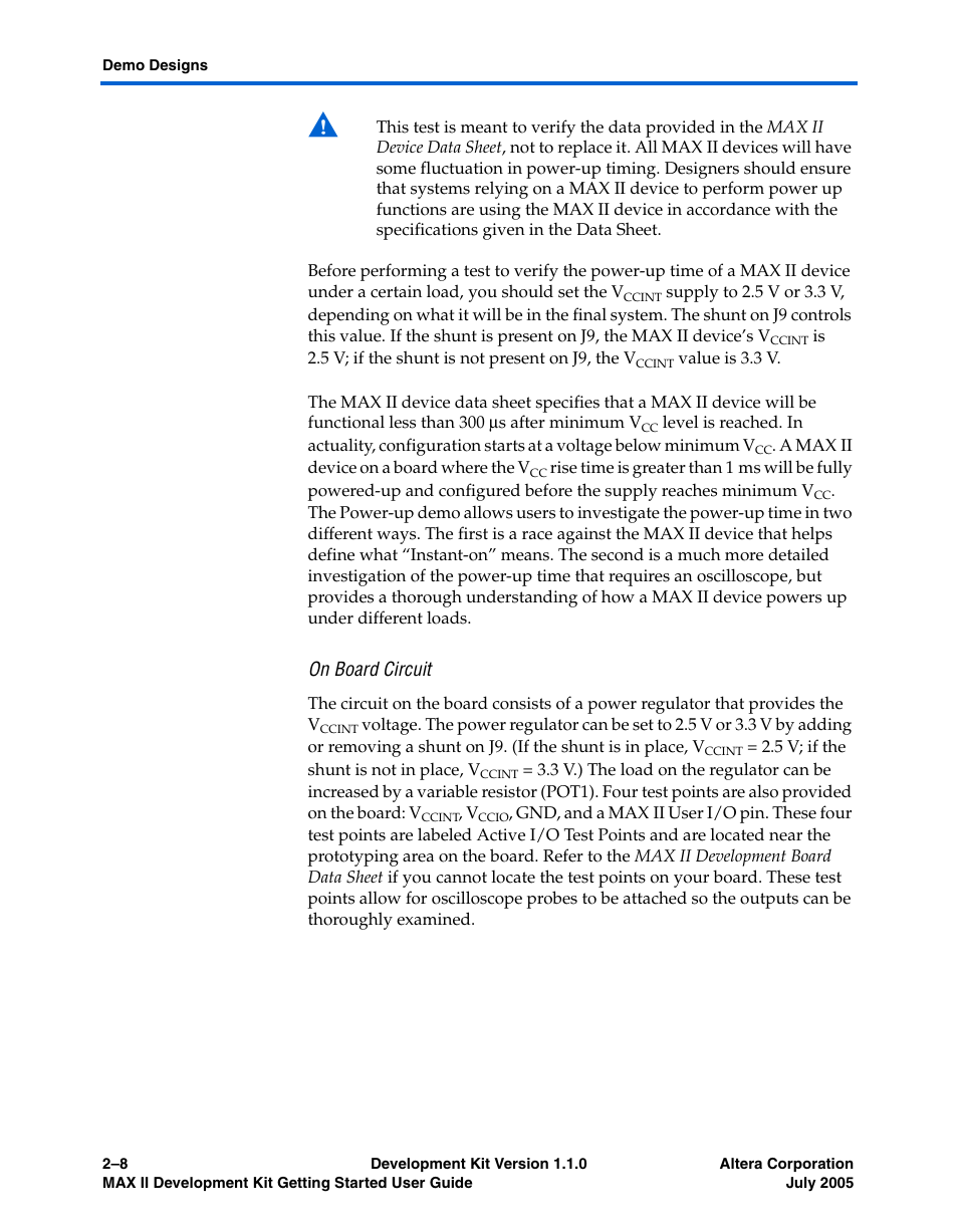 On board circuit | Altera MAX II User Manual | Page 16 / 38