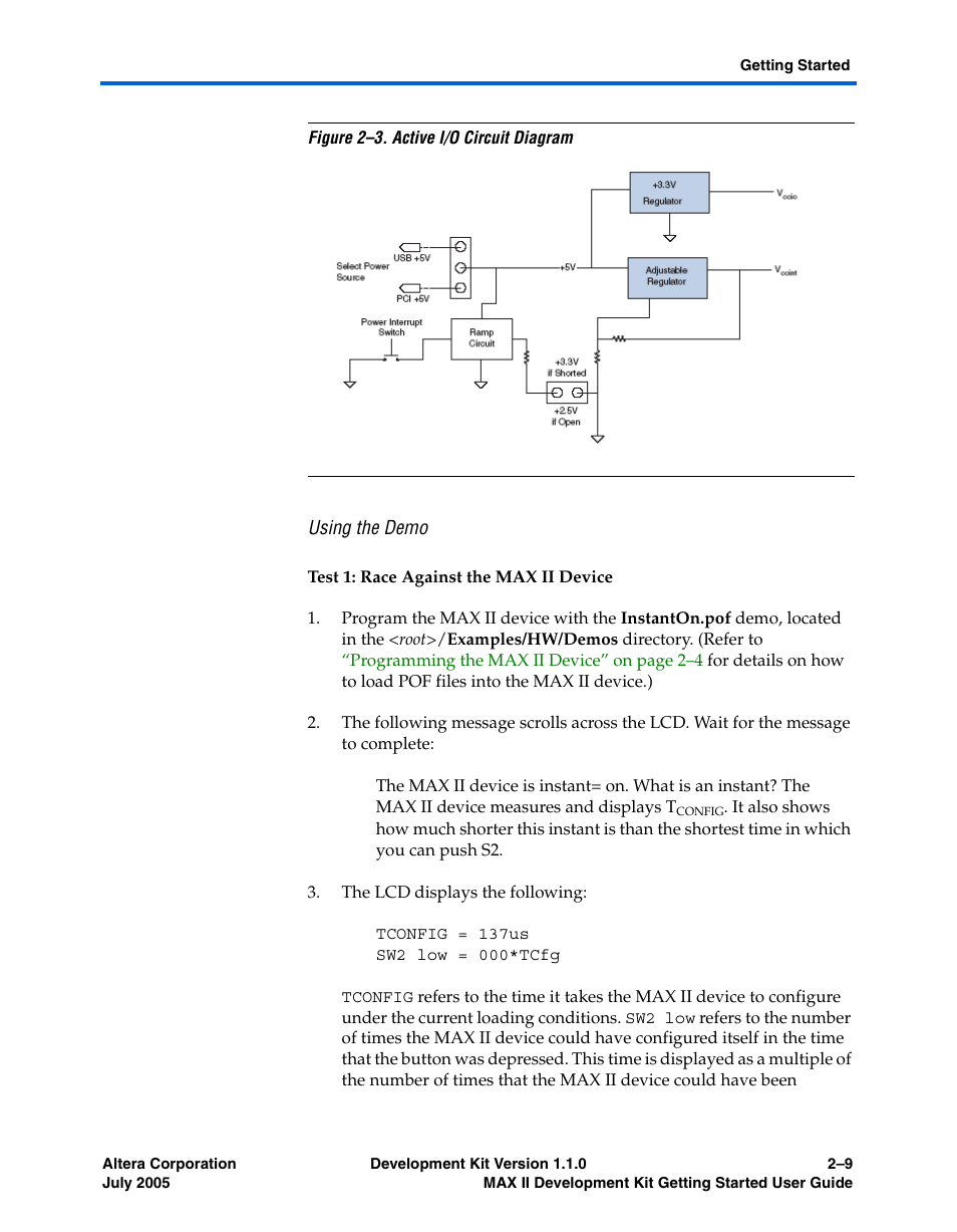 Using the demo, Test 1: race against the max ii device | Altera MAX II User Manual | Page 17 / 38