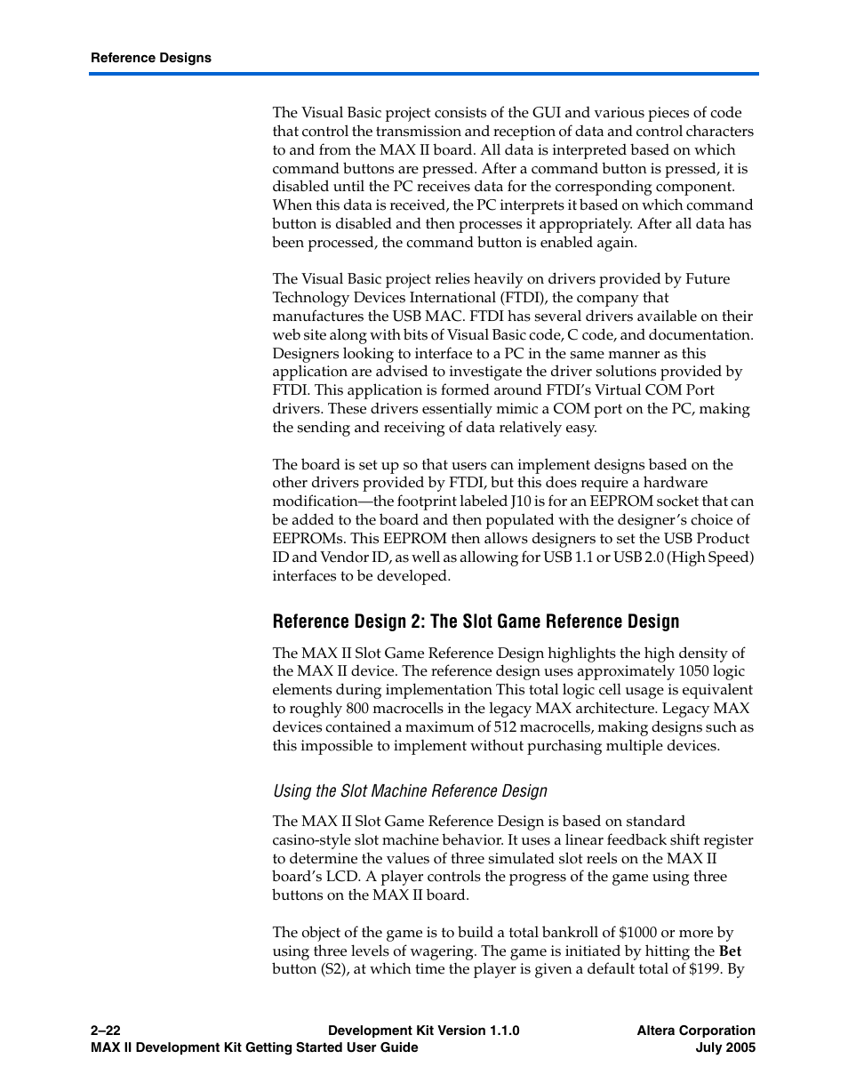 Reference design 2: the slot game reference design, Using the slot machine reference design | Altera MAX II User Manual | Page 30 / 38