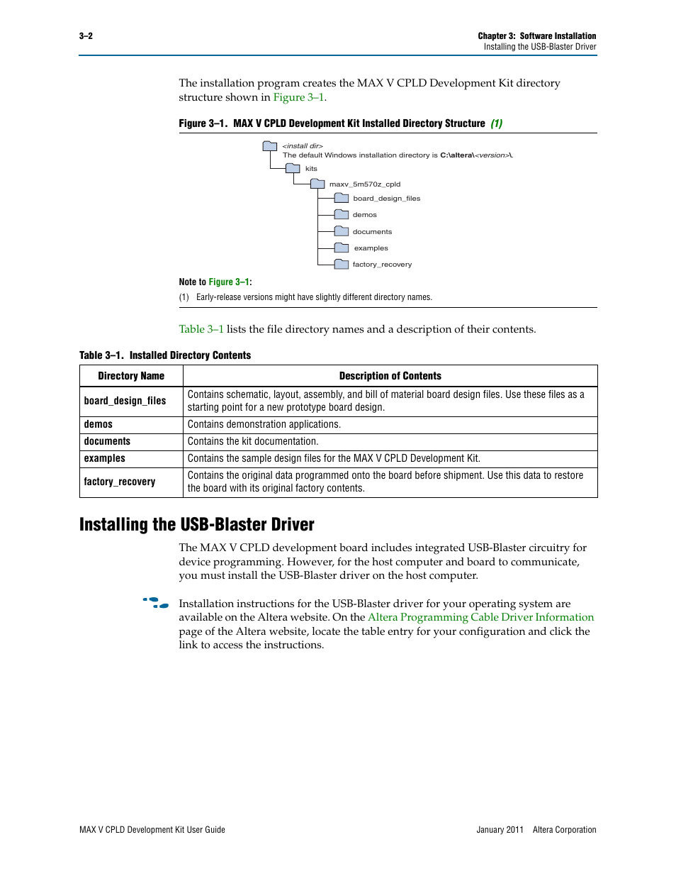 Installing the usb-blaster driver, Installing the usb-blaster driver –2 | Altera MAX V CPLD User Manual | Page 12 / 30