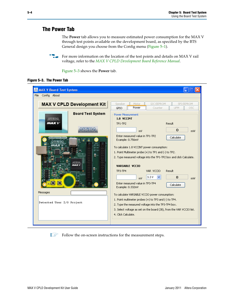 The power tab, The power tab –4 | Altera MAX V CPLD User Manual | Page 18 / 30
