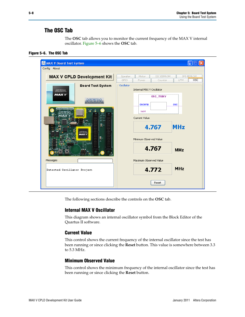 The osc tab, The osc tab –8 | Altera MAX V CPLD User Manual | Page 22 / 30