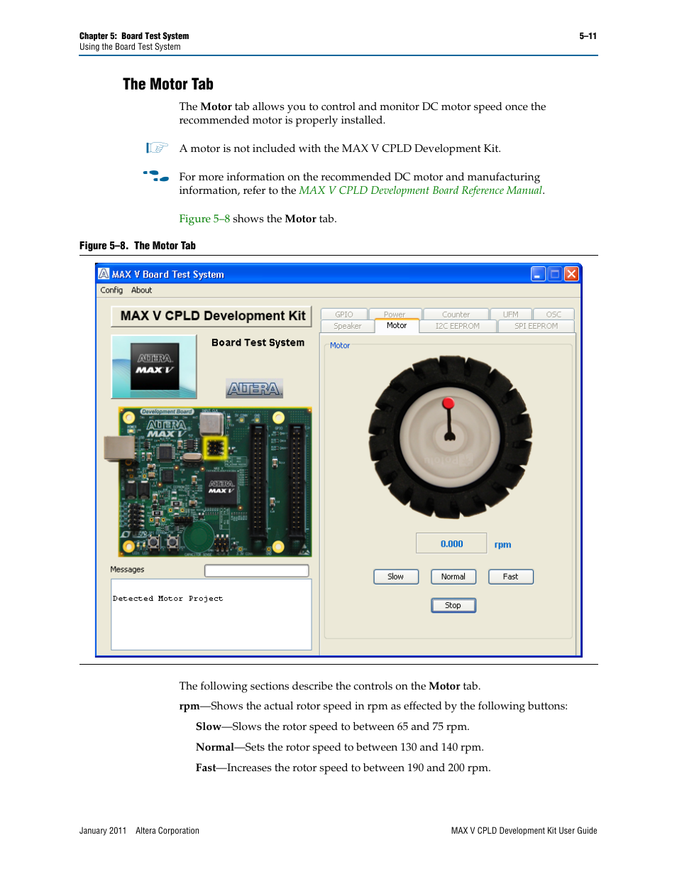The motor tab, The motor tab –11 | Altera MAX V CPLD User Manual | Page 25 / 30