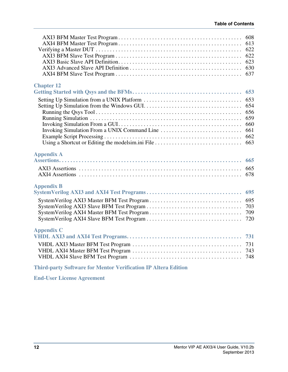 Altera Mentor Verification IP Altera Edition AMBA AXI3/4TM User Manual | Page 12 / 783
