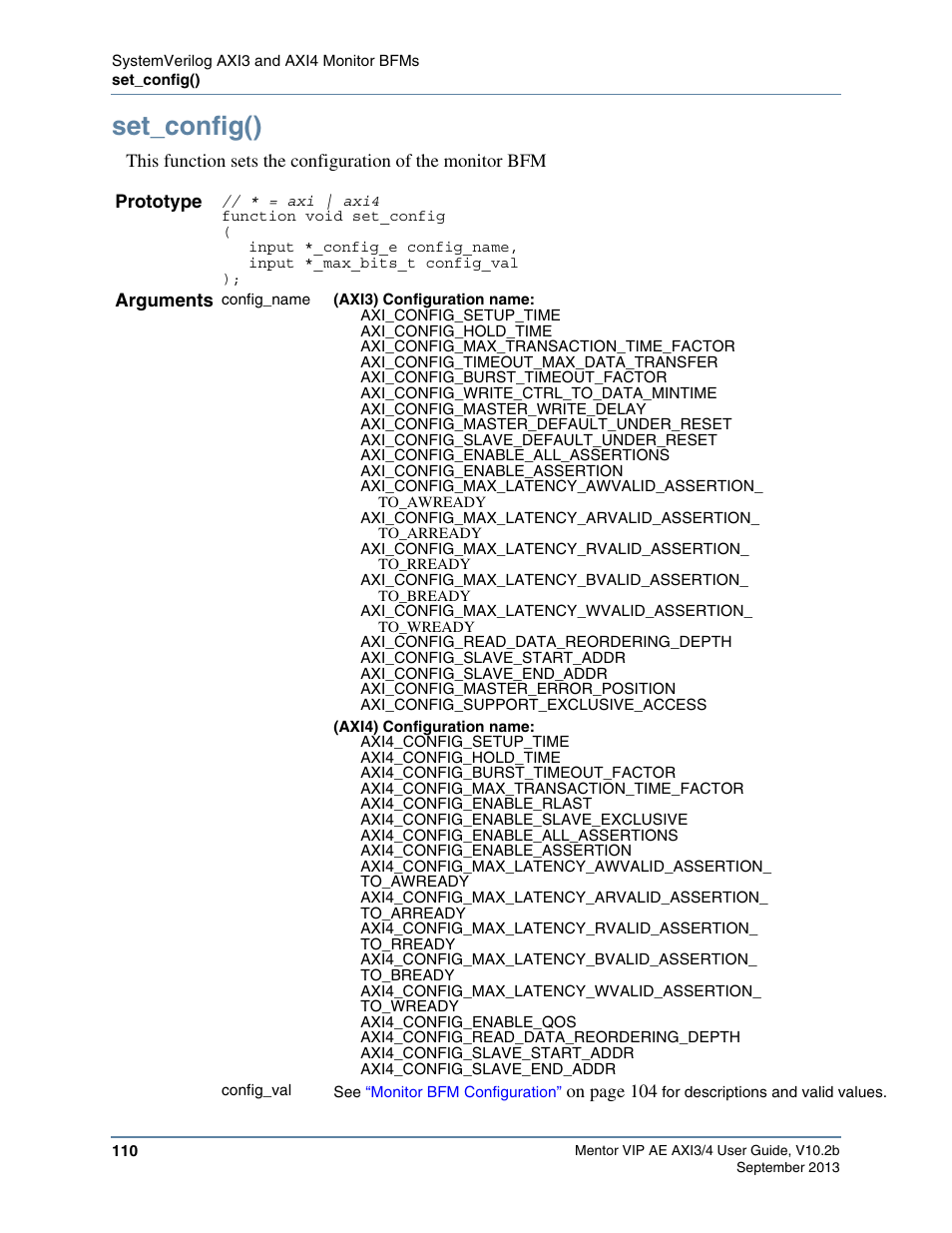 Set_config(), Command as the following example illustrates | Altera Mentor Verification IP Altera Edition AMBA AXI3/4TM User Manual | Page 128 / 783