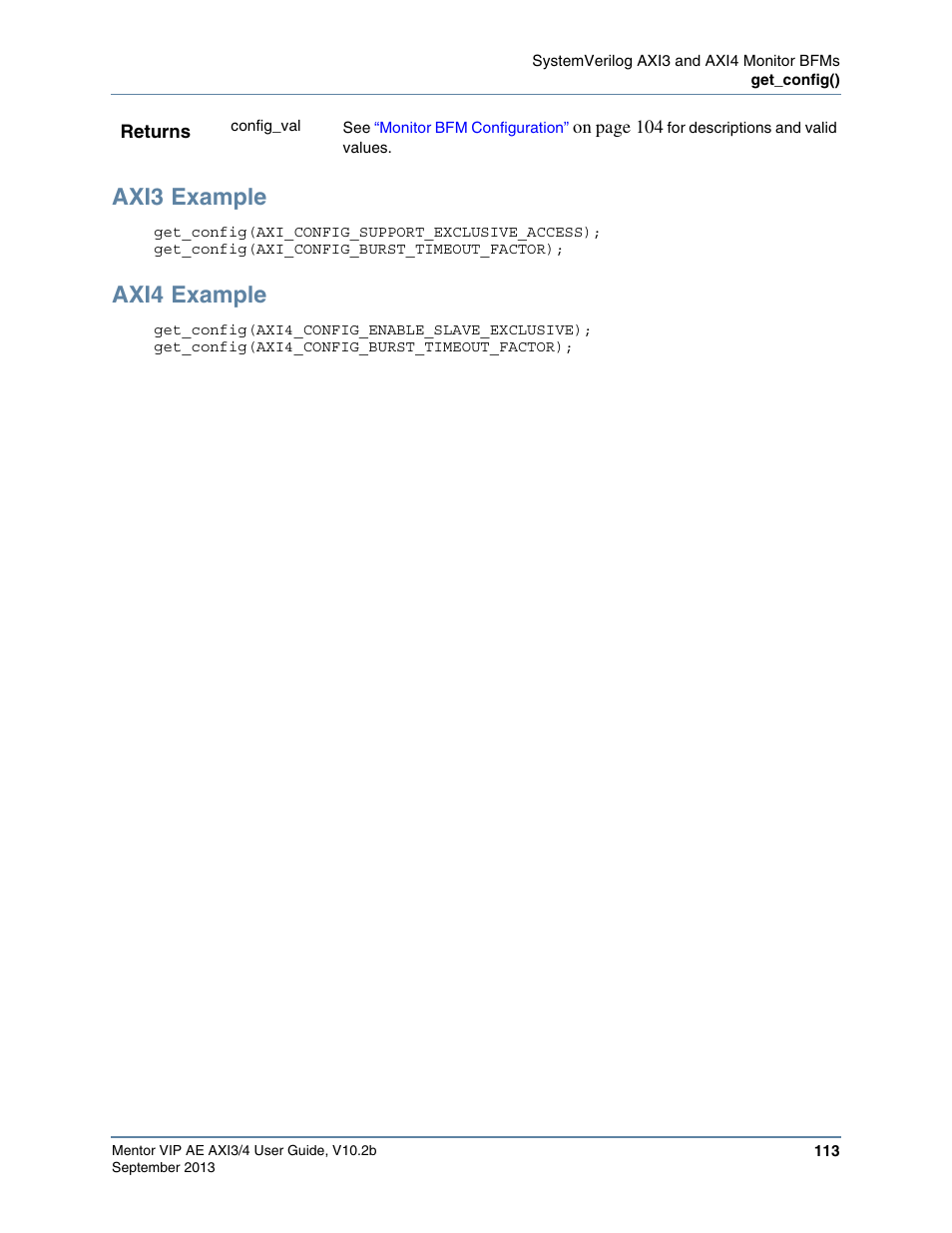 Axi3 example, Axi4 example | Altera Mentor Verification IP Altera Edition AMBA AXI3/4TM User Manual | Page 131 / 783