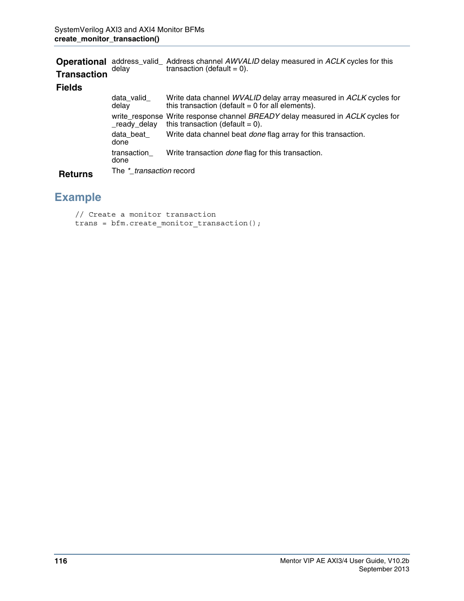 Example | Altera Mentor Verification IP Altera Edition AMBA AXI3/4TM User Manual | Page 134 / 783