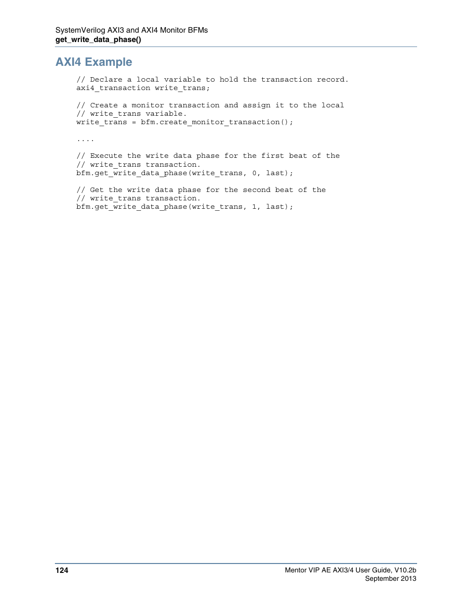 Axi4 example | Altera Mentor Verification IP Altera Edition AMBA AXI3/4TM User Manual | Page 142 / 783