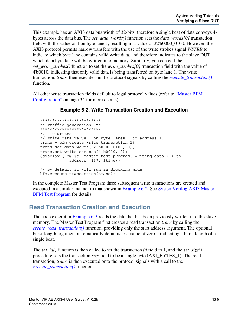 Read transaction creation and execution | Altera Mentor Verification IP Altera Edition AMBA AXI3/4TM User Manual | Page 157 / 783