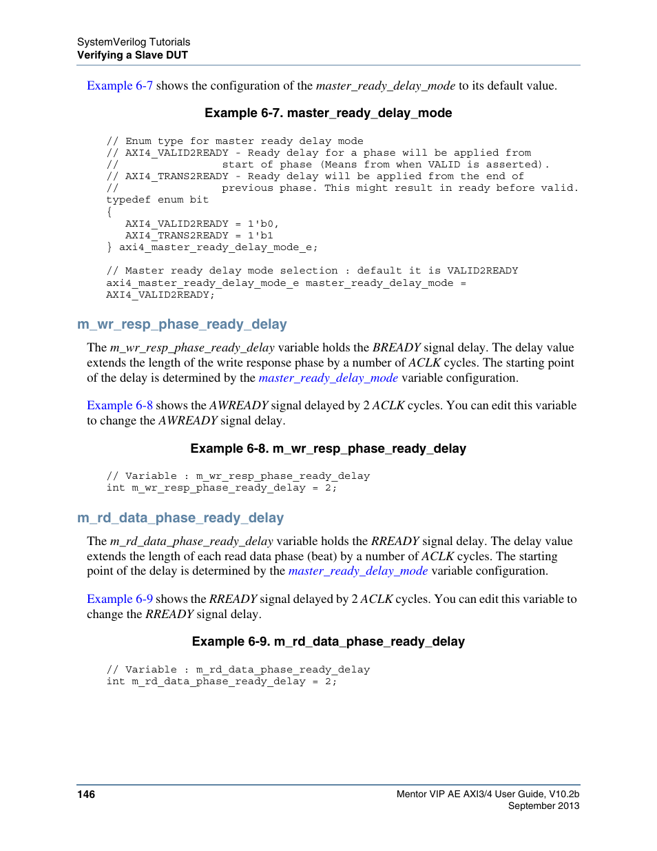 M_wr_resp_phase_ready_delay, M_rd_data_phase_ready_delay, Variables | Altera Mentor Verification IP Altera Edition AMBA AXI3/4TM User Manual | Page 164 / 783