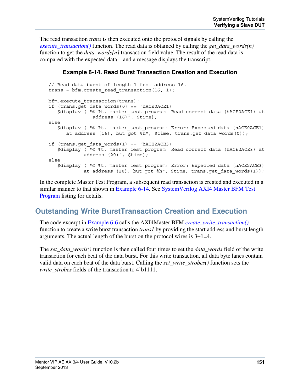 Example 6-14 | Altera Mentor Verification IP Altera Edition AMBA AXI3/4TM User Manual | Page 169 / 783