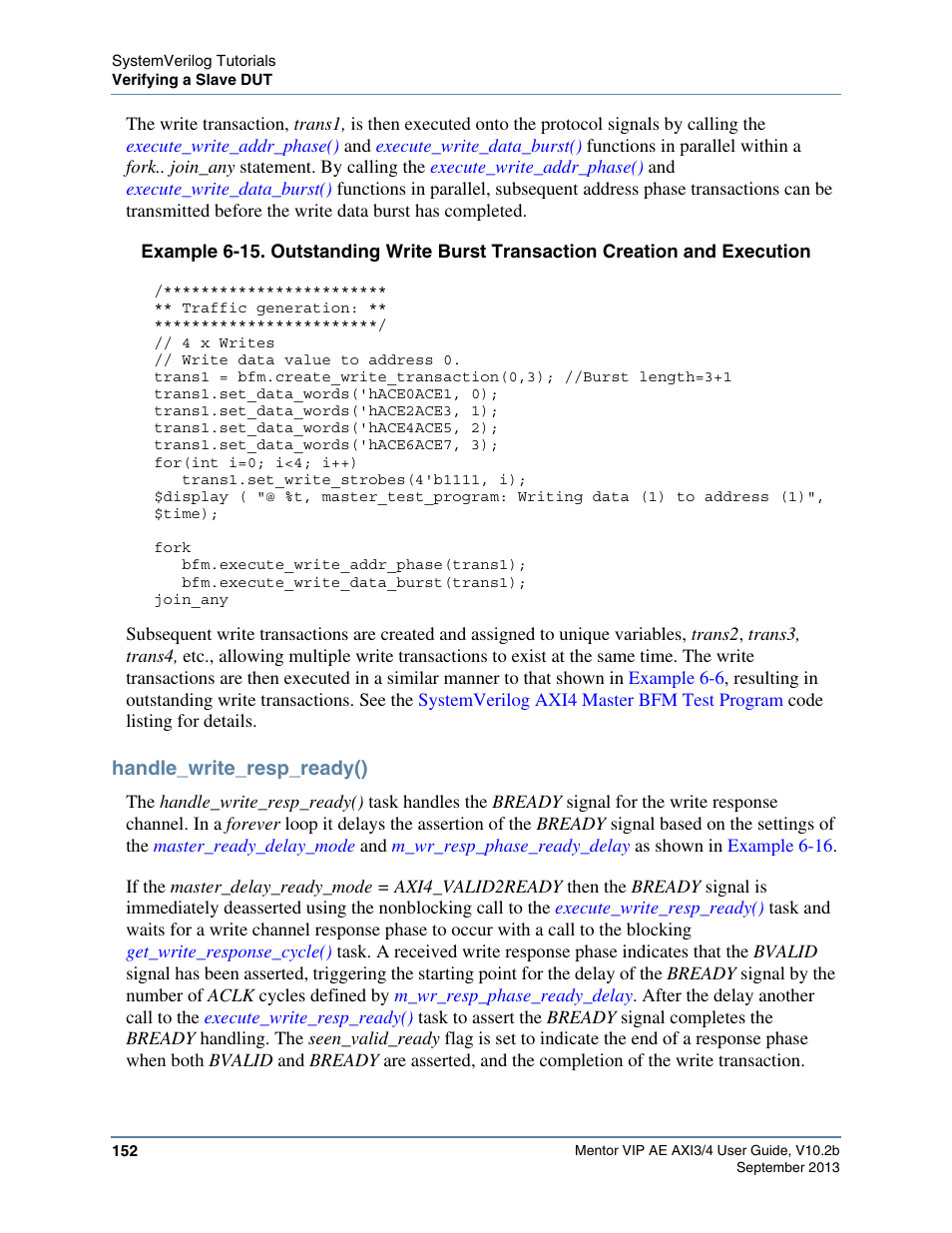 Handle_write_resp_ready(), Tasks | Altera Mentor Verification IP Altera Edition AMBA AXI3/4TM User Manual | Page 170 / 783