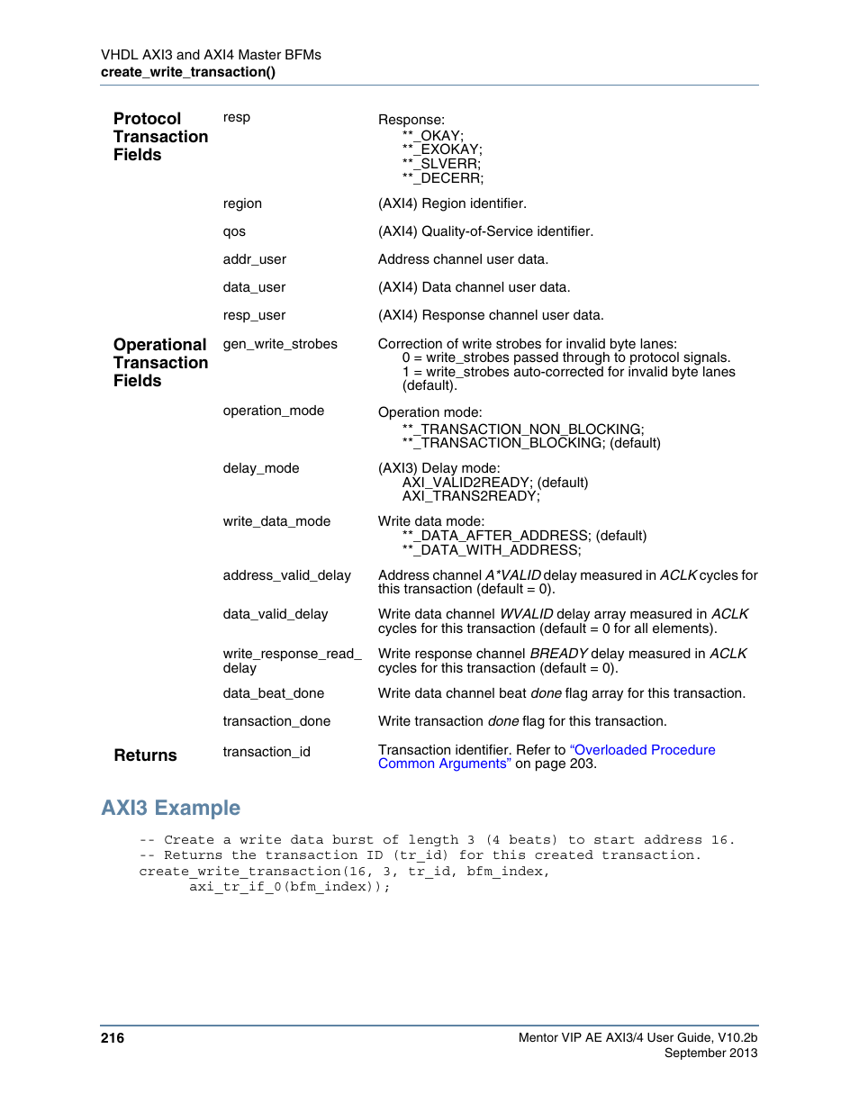 Axi3 example | Altera Mentor Verification IP Altera Edition AMBA AXI3/4TM User Manual | Page 234 / 783