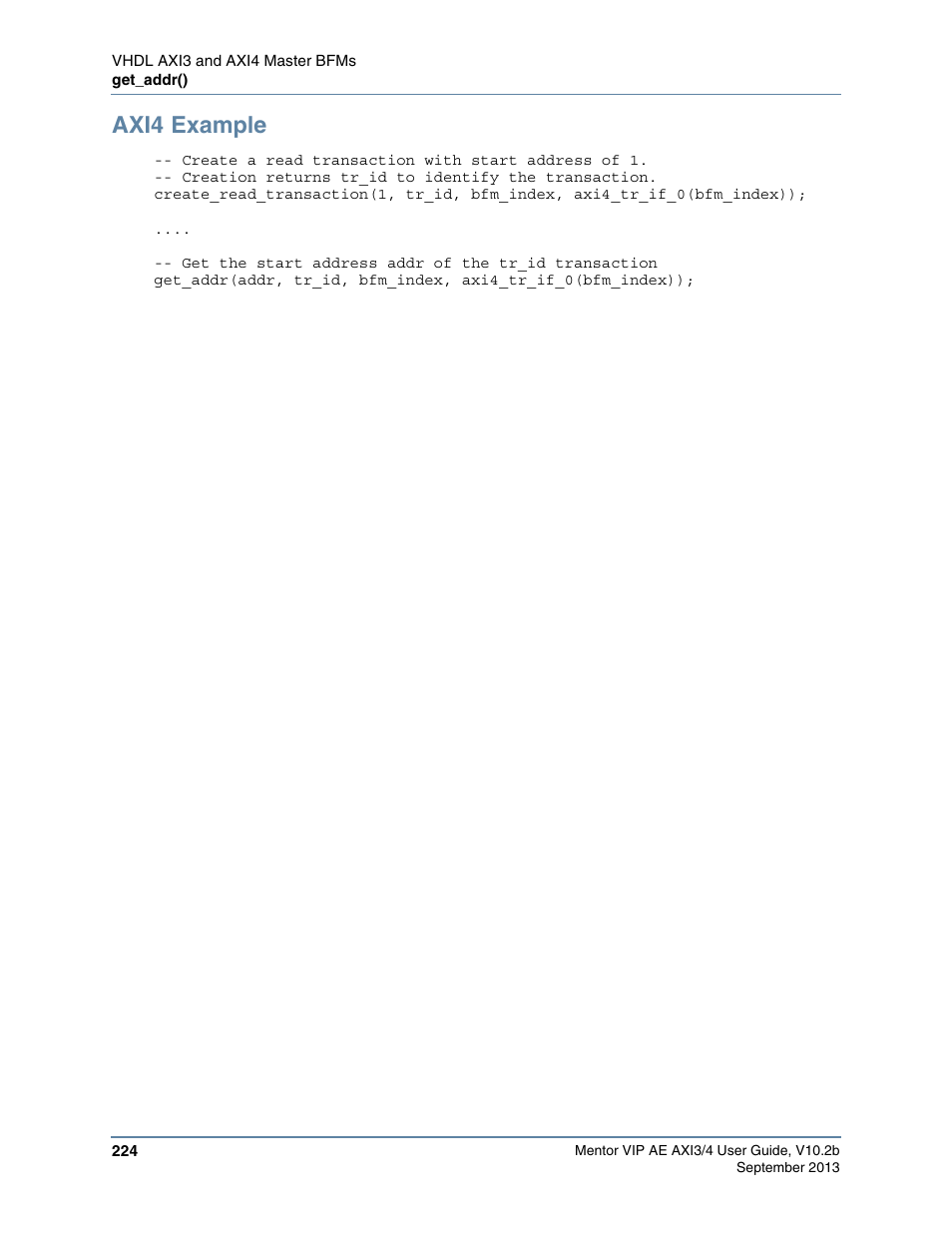 Axi4 example | Altera Mentor Verification IP Altera Edition AMBA AXI3/4TM User Manual | Page 242 / 783