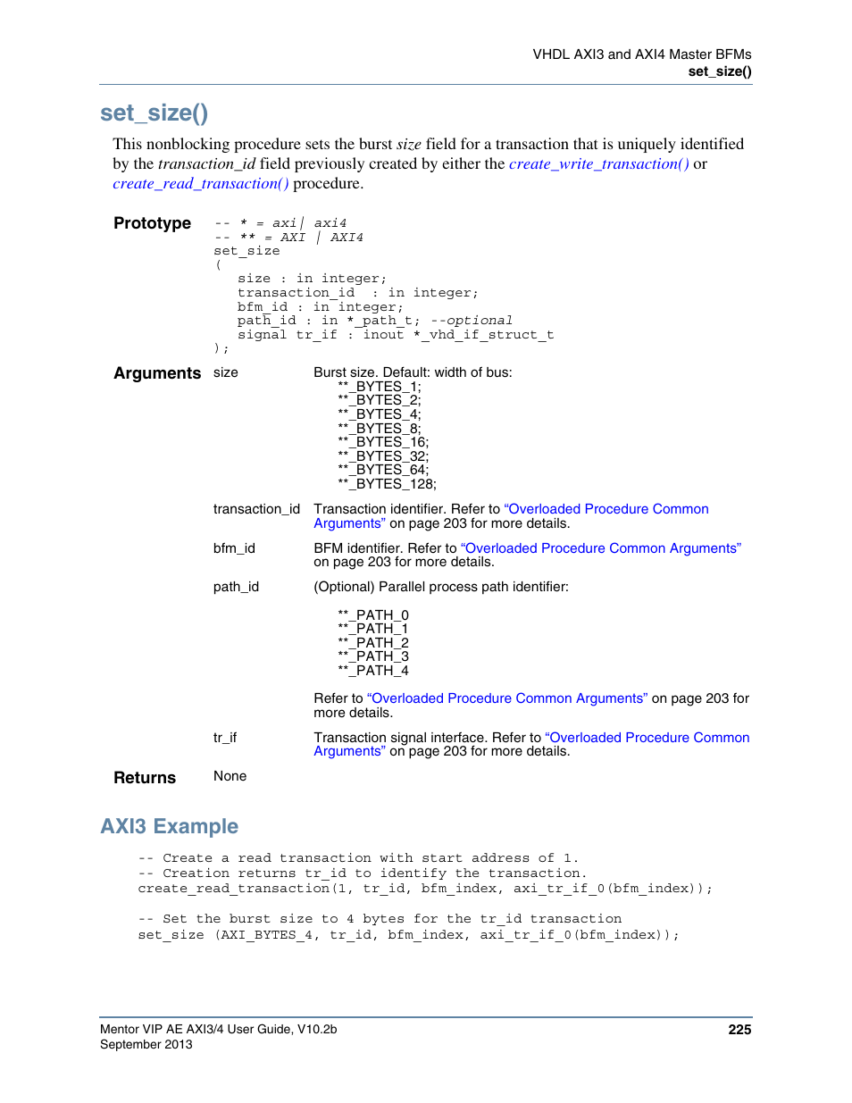 Set_size(), Axi3 example | Altera Mentor Verification IP Altera Edition AMBA AXI3/4TM User Manual | Page 243 / 783