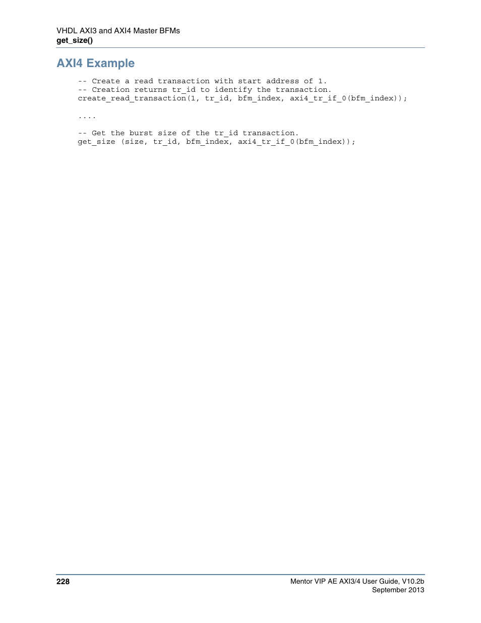 Axi4 example | Altera Mentor Verification IP Altera Edition AMBA AXI3/4TM User Manual | Page 246 / 783