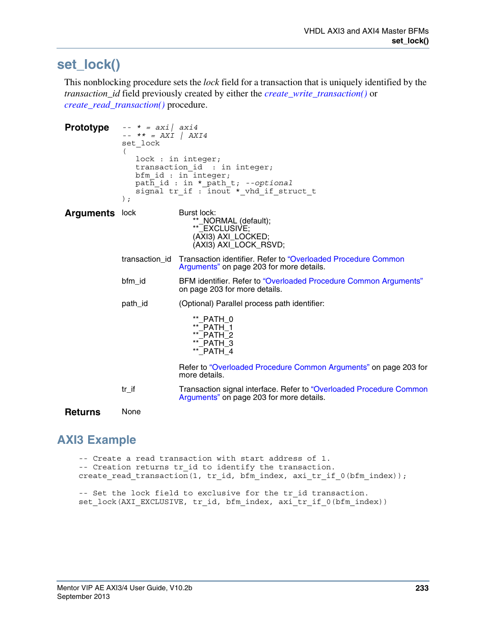 Set_lock(), Axi3 example | Altera Mentor Verification IP Altera Edition AMBA AXI3/4TM User Manual | Page 251 / 783