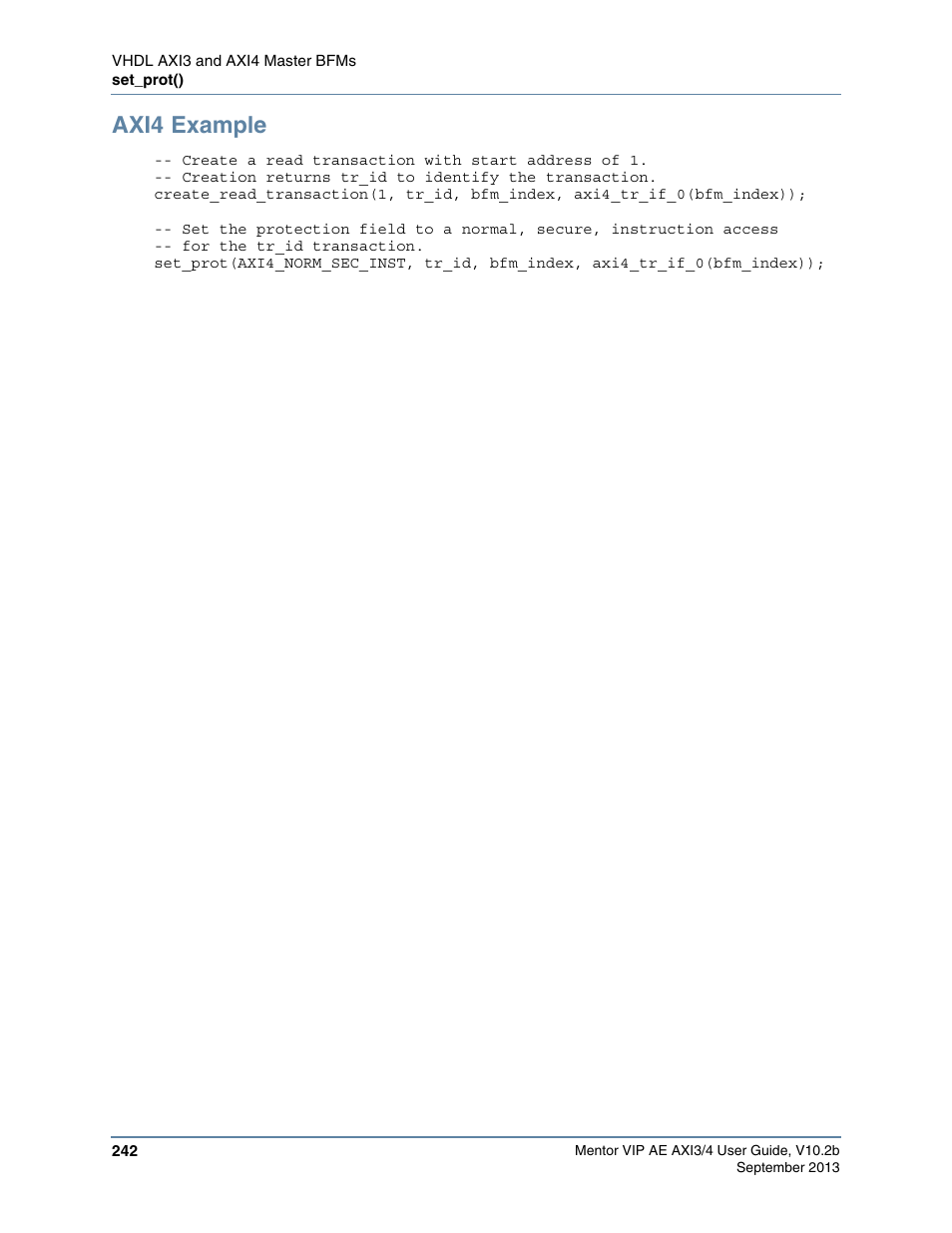 Axi4 example | Altera Mentor Verification IP Altera Edition AMBA AXI3/4TM User Manual | Page 260 / 783