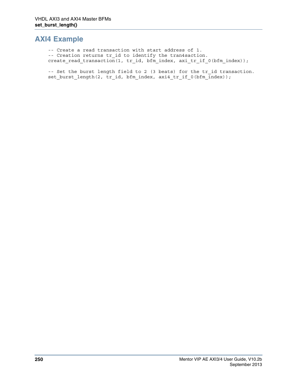 Axi4 example | Altera Mentor Verification IP Altera Edition AMBA AXI3/4TM User Manual | Page 268 / 783