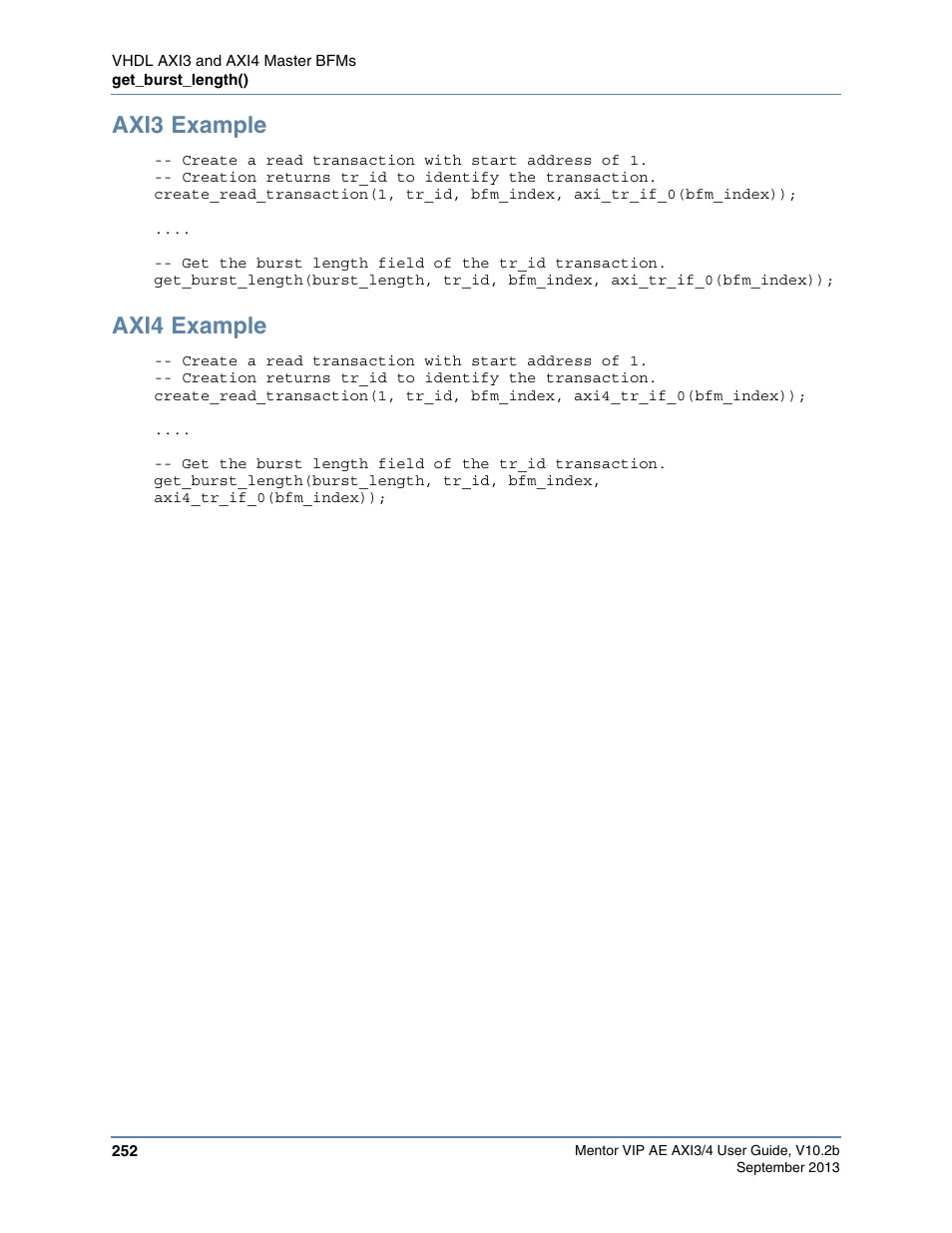 Axi3 example, Axi4 example | Altera Mentor Verification IP Altera Edition AMBA AXI3/4TM User Manual | Page 270 / 783