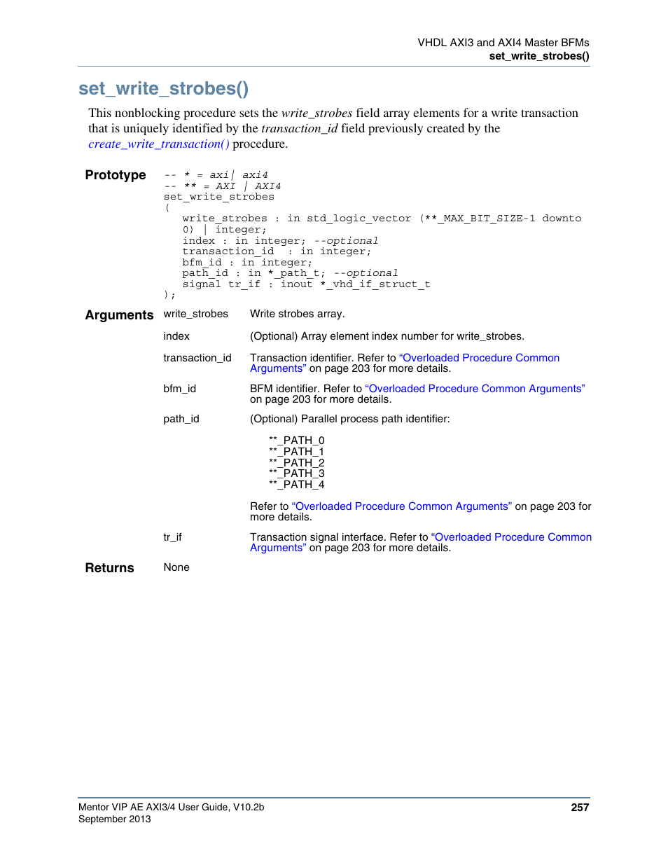 Set_write_strobes() | Altera Mentor Verification IP Altera Edition AMBA AXI3/4TM User Manual | Page 275 / 783