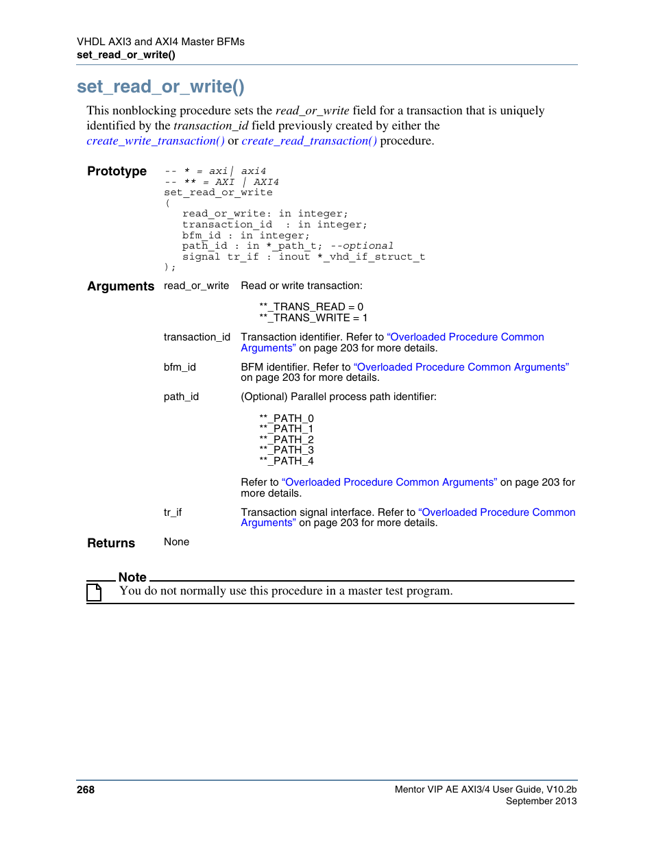 Set_read_or_write() | Altera Mentor Verification IP Altera Edition AMBA AXI3/4TM User Manual | Page 286 / 783