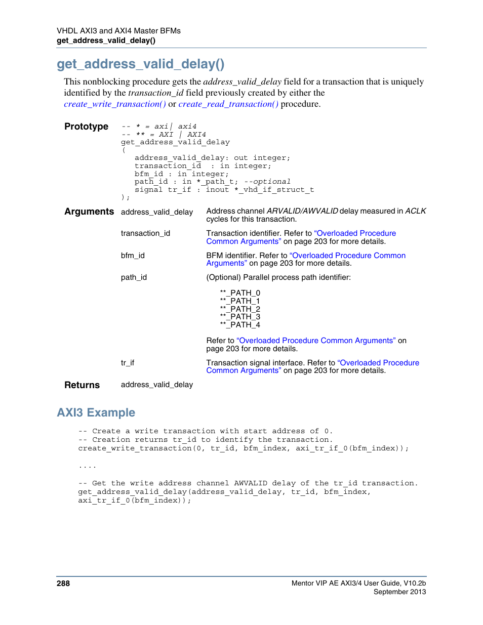 Get_address_valid_delay(), Axi3 example | Altera Mentor Verification IP Altera Edition AMBA AXI3/4TM User Manual | Page 306 / 783